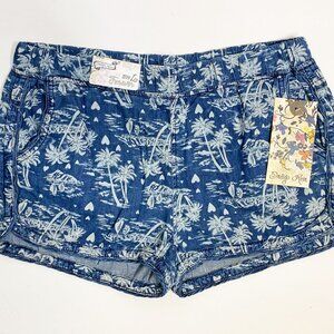 NWT Indigo Rein Palm Tree Tropical Cotton Short Shorts